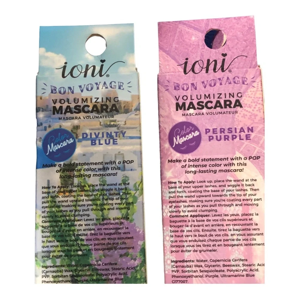 2 volumizing blue & purple colored long lasting waterproof bold intense mascaras